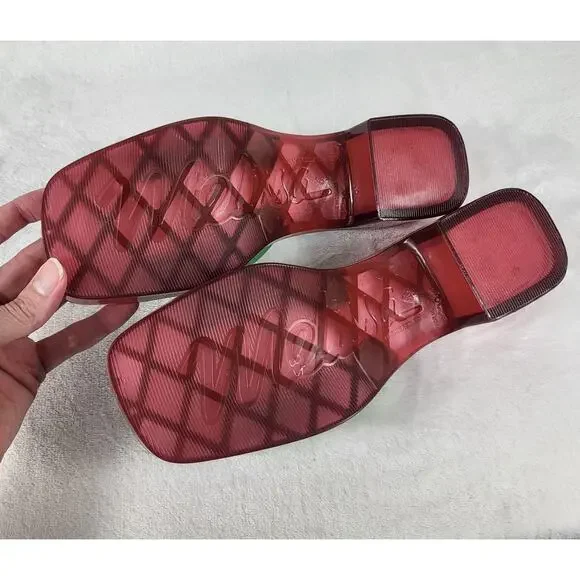 Lazy Oaf x Melissa Platform Slides Green Flower Sandals Chunky Heel Retro | 6 - Picture 10 of 13